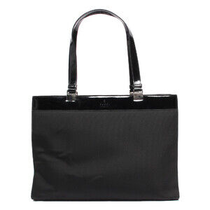 Gucci evening tote bag patent leather trim Black